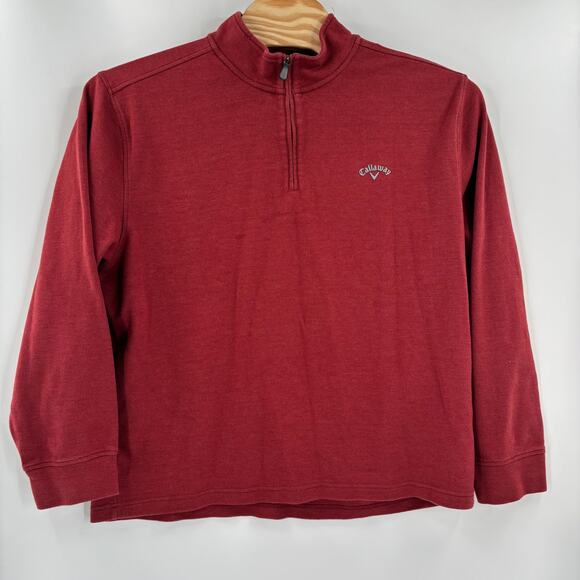Callaway Mens 2Xl Solid Red 1/4 Zip Long Sleeve Pullover Sweater - Picture 5 of 6
